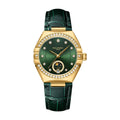 ROLENDO Constellation Style Automatic Watch Diamond-Set Emerald Sun-patterned Dial Date Sapphire 3ATM Elegant Women's Wristwatch