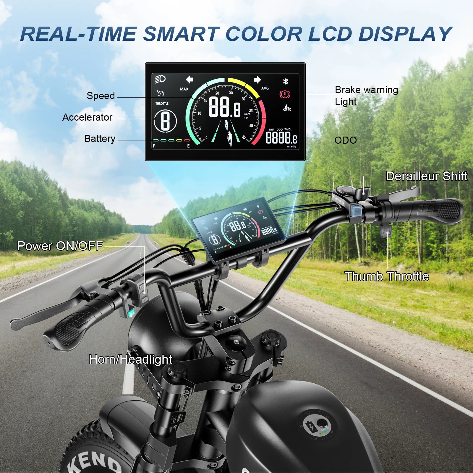 EMOKO C93 1000W Electric Bike for Adults, 20"x4.0" Fat Tire Electric Bicycle, 48V 20Ah Ebike 31 mph, 50 Miles Range
