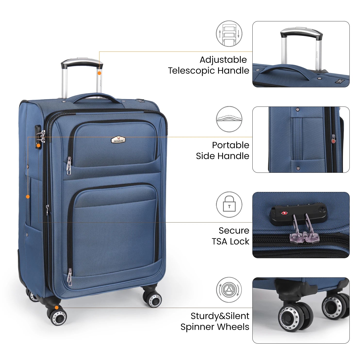 TSA Lock Luggage Set 20in+26in/20in+30in Waterproof Lightweight Softside Softshell Suitcase Expandable Rolling Luggage Travel