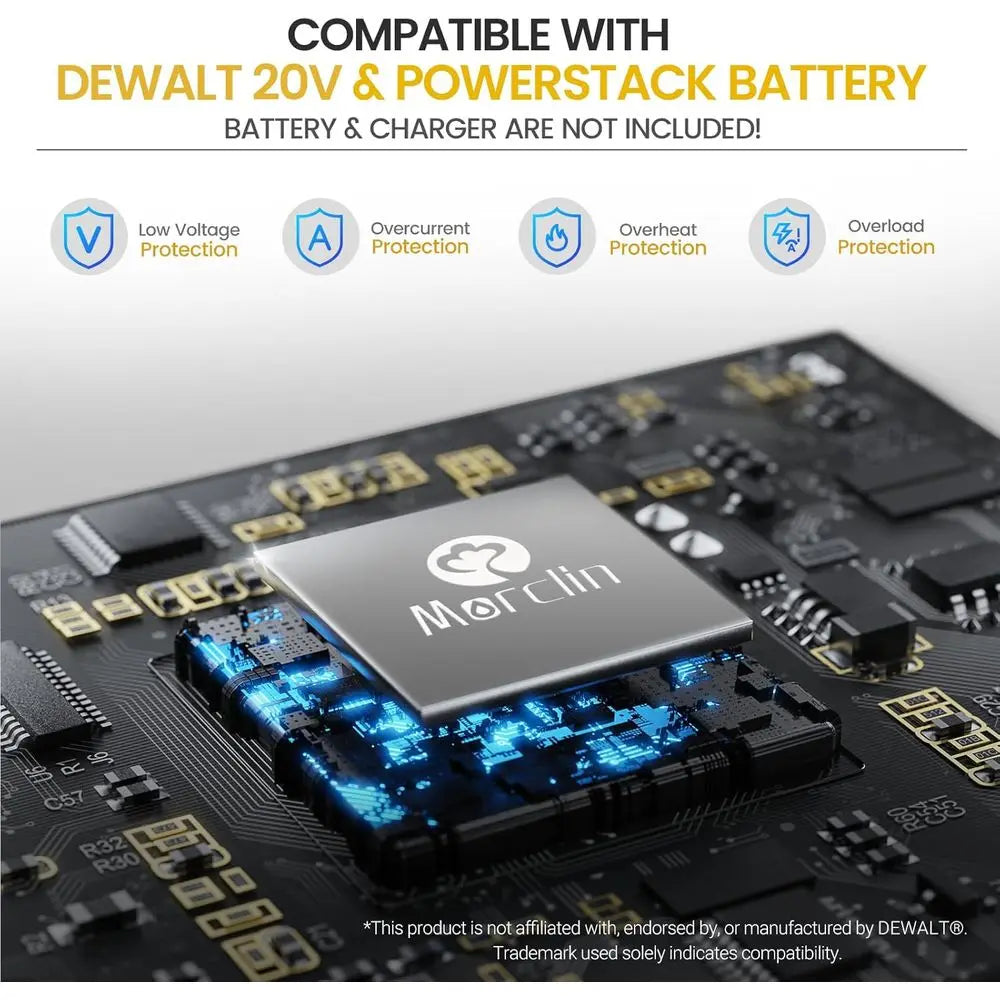 190W 20V Battery Compatible 5-in-1 Lightweight Stick Handheld Vacuum with HEPA Filter for Car Home Carpet Hardfloor Pet Hair