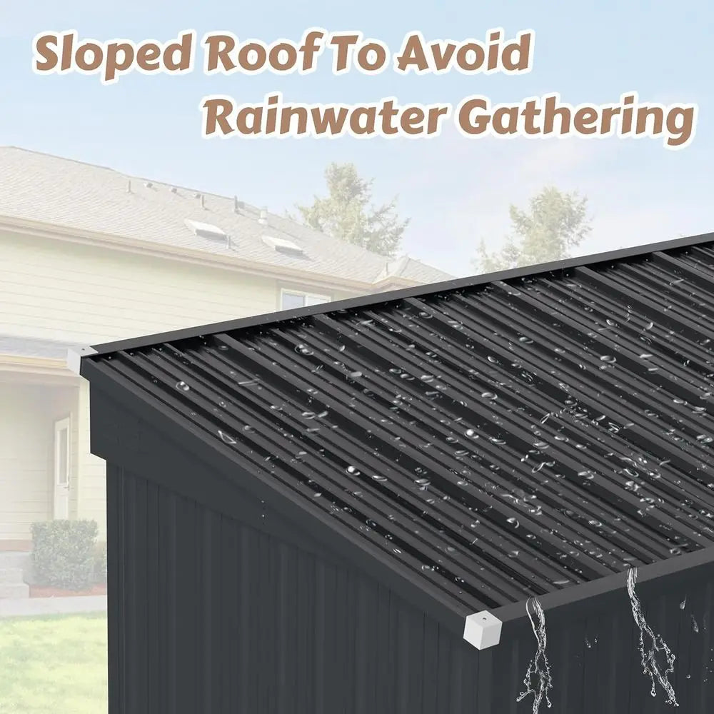 10' x 6' Outdoor Metal Storage Shed with Double Doors and Keyed Locks, Waterproof Garden Utility Shed for Patio and Backyard