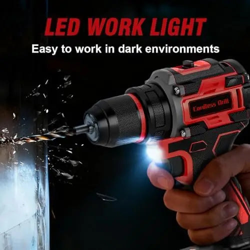 21V Cordless Drill Set with 2 Batteries, Charger & 87PCS Tools