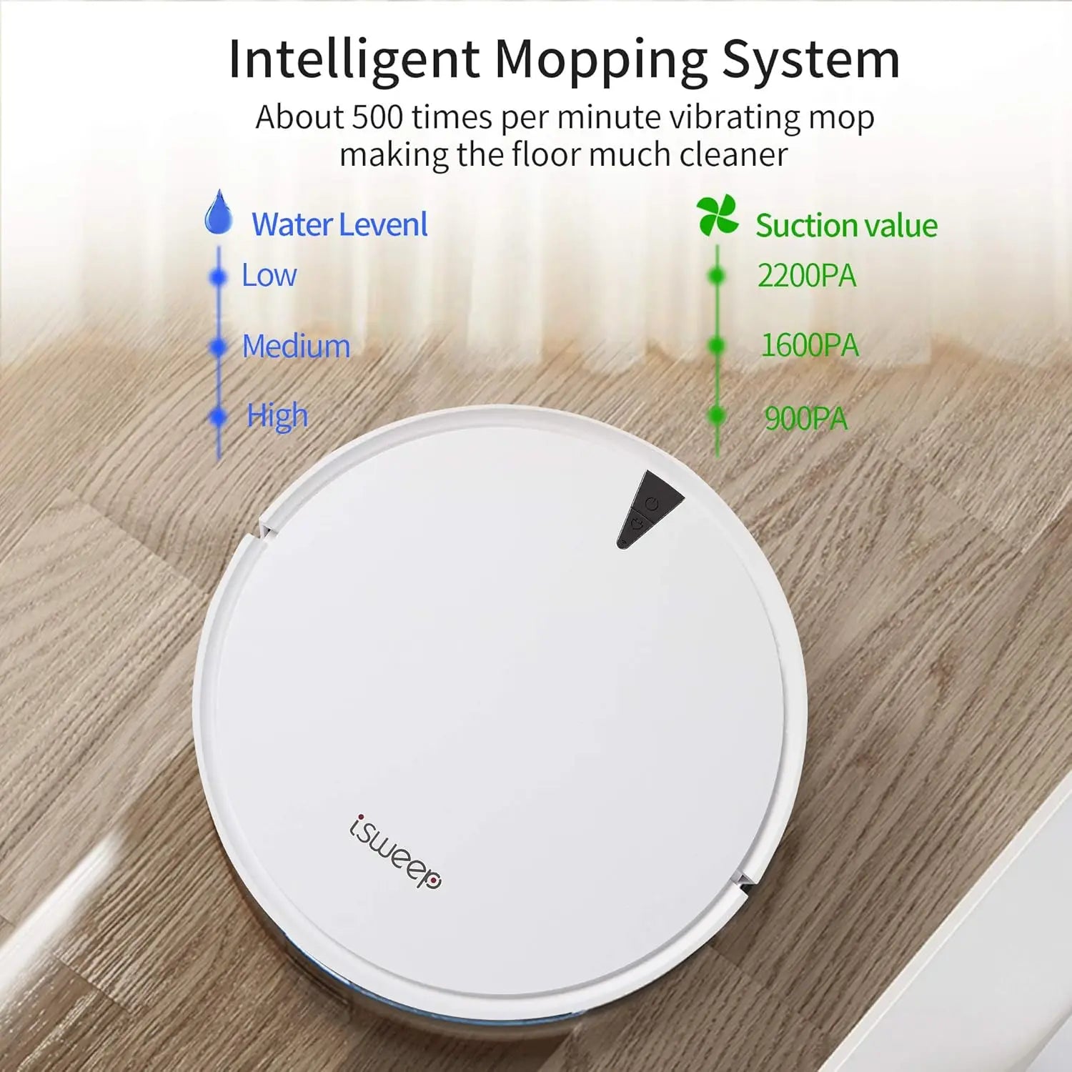 X5 Robot Vacuum and Mop Cleaner,Electric Water Tank 2 in 1, 2000Pa Suction Sweeping and Mopping Vacuuming,APP Control, Self