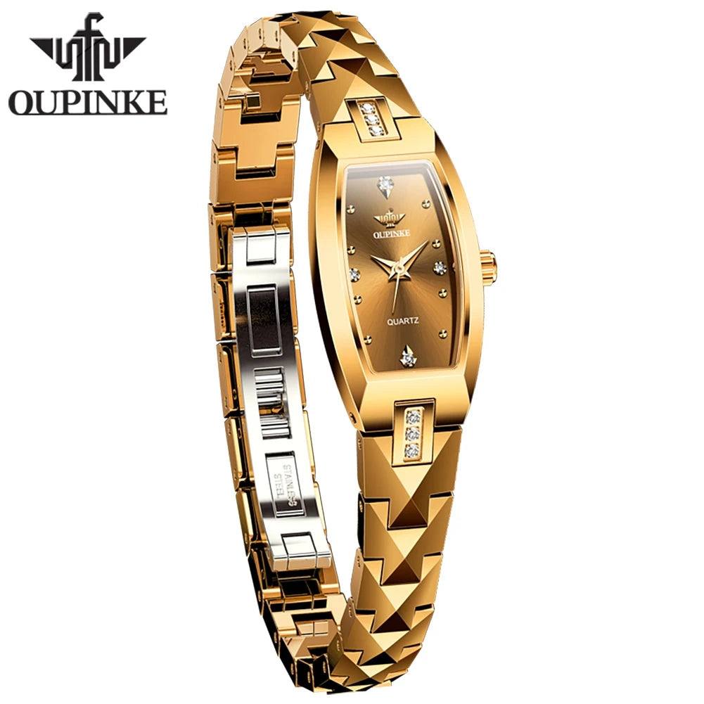 OUPINKE 3242 Women Watch Automatic Mechanical Rose Gold High Quality Solid Tungsten steel Strap Original Quartz Movement Watches