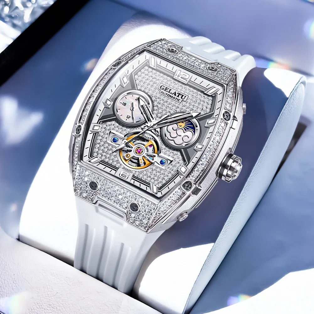 GELATU beautiful ladies' watches waterproof Diamond dial Automatic mechanical watch for women skeleton genuine brand wristwatch