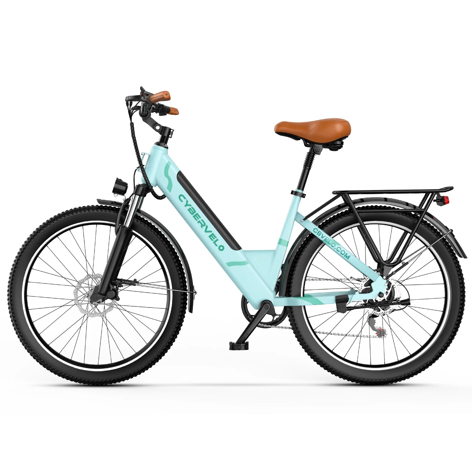 1000W Peak Electric Bike for Adults, 26 Inch Step-Thru Urban Commuter Ebike, Built-in Removable Battery 7-Speed Daily City Travel Cybervelo EK2