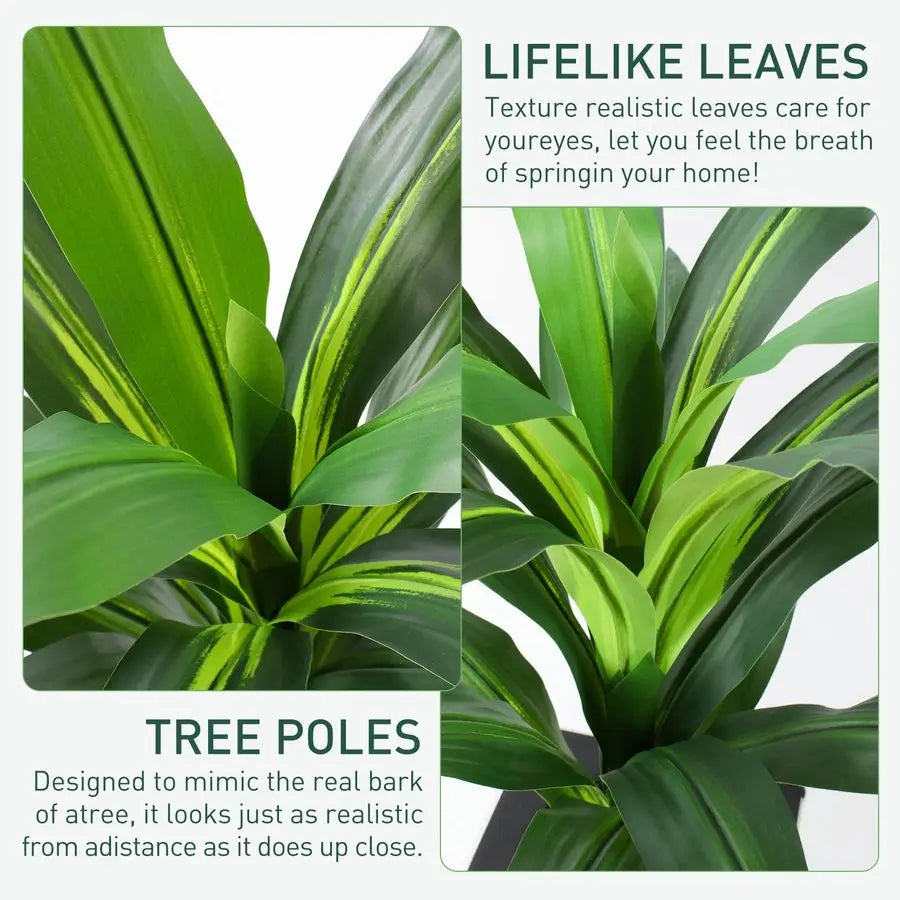 Artificial Dracaena Tree with White Tall PlanterTall Potted Faux Plants Indoor Fake Floor Plant for Home Office Living Room Outd