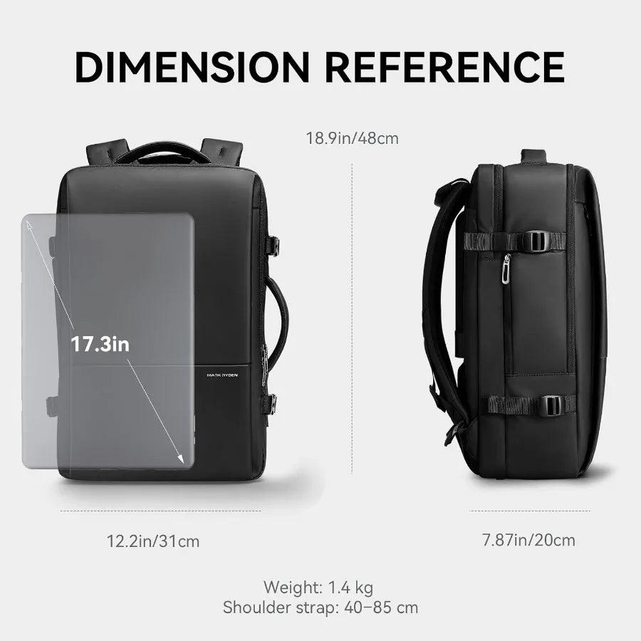 MARK RYDEN Business Backpack for Men 30L Water Resistant Laptop Backpack with USB Charging Port Fits 17.3 Inch Notebook Anti-Th