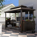 6x10ft Hardtop Grill Gazebo Outdoor Bbq Canopy Double Galvanized Steel Roof Patio Cabinets Ceiling Hooks Backyard Lawn Garden Br