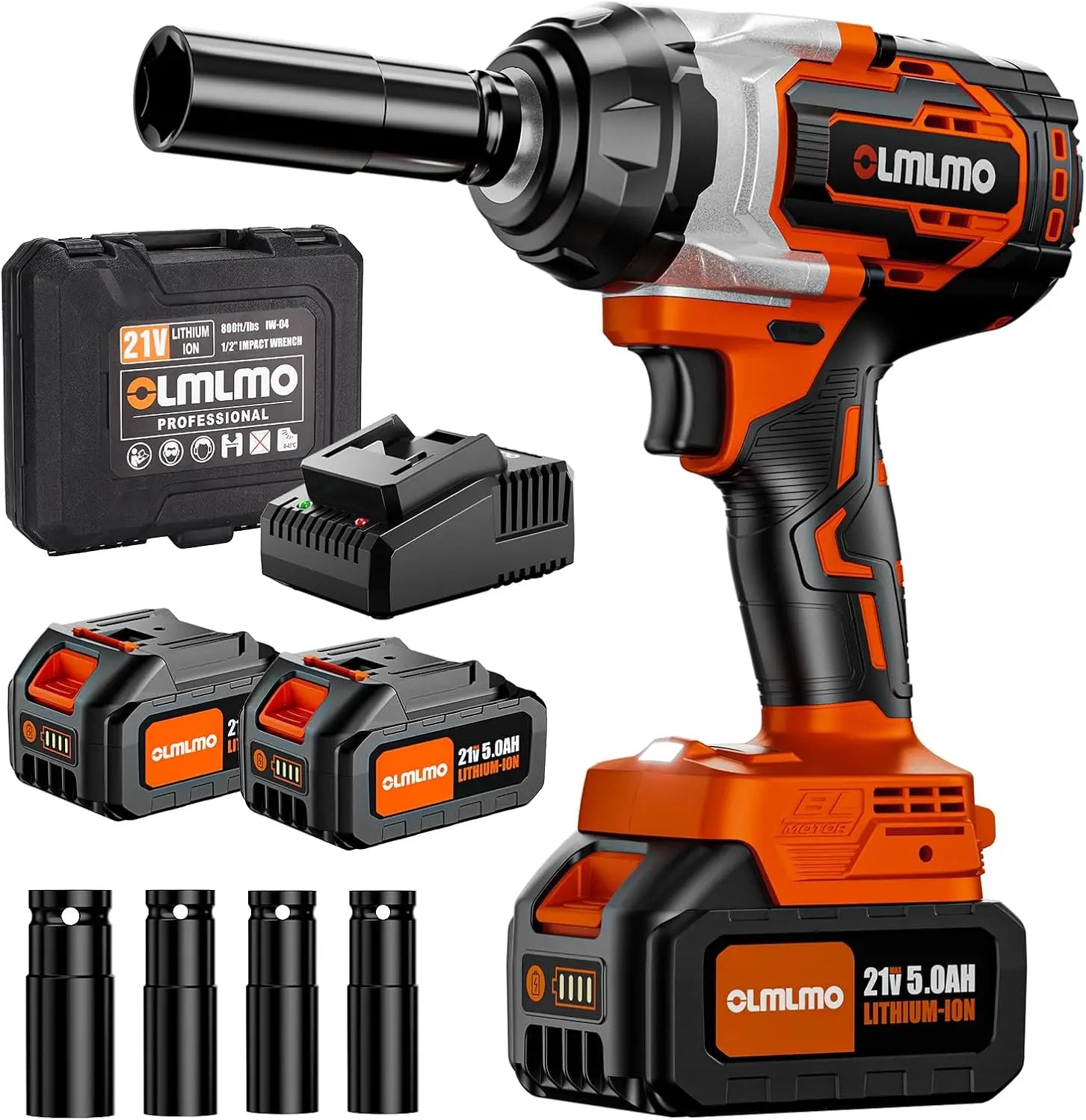 OLMLMO Impact Professional Wrench 1100N.m Screwdriver Socket Lithium Battery Electric Cordless High Speed Car Truck Repair Power