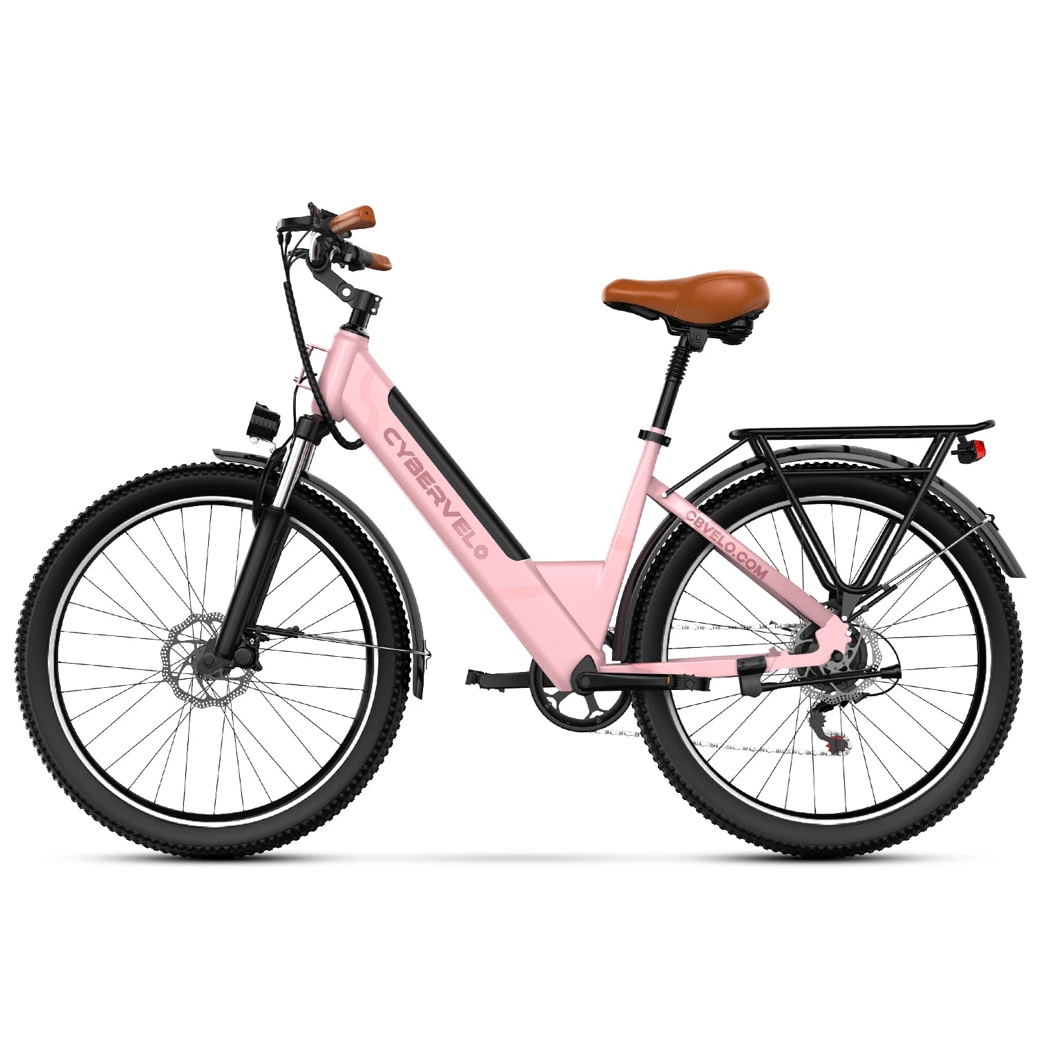 1000W Peak Electric Bike for Adults, 26 Inch Step-Thru Urban Commuter Ebike, Built-in Removable Battery 7-Speed Daily City Travel Cybervelo EK2