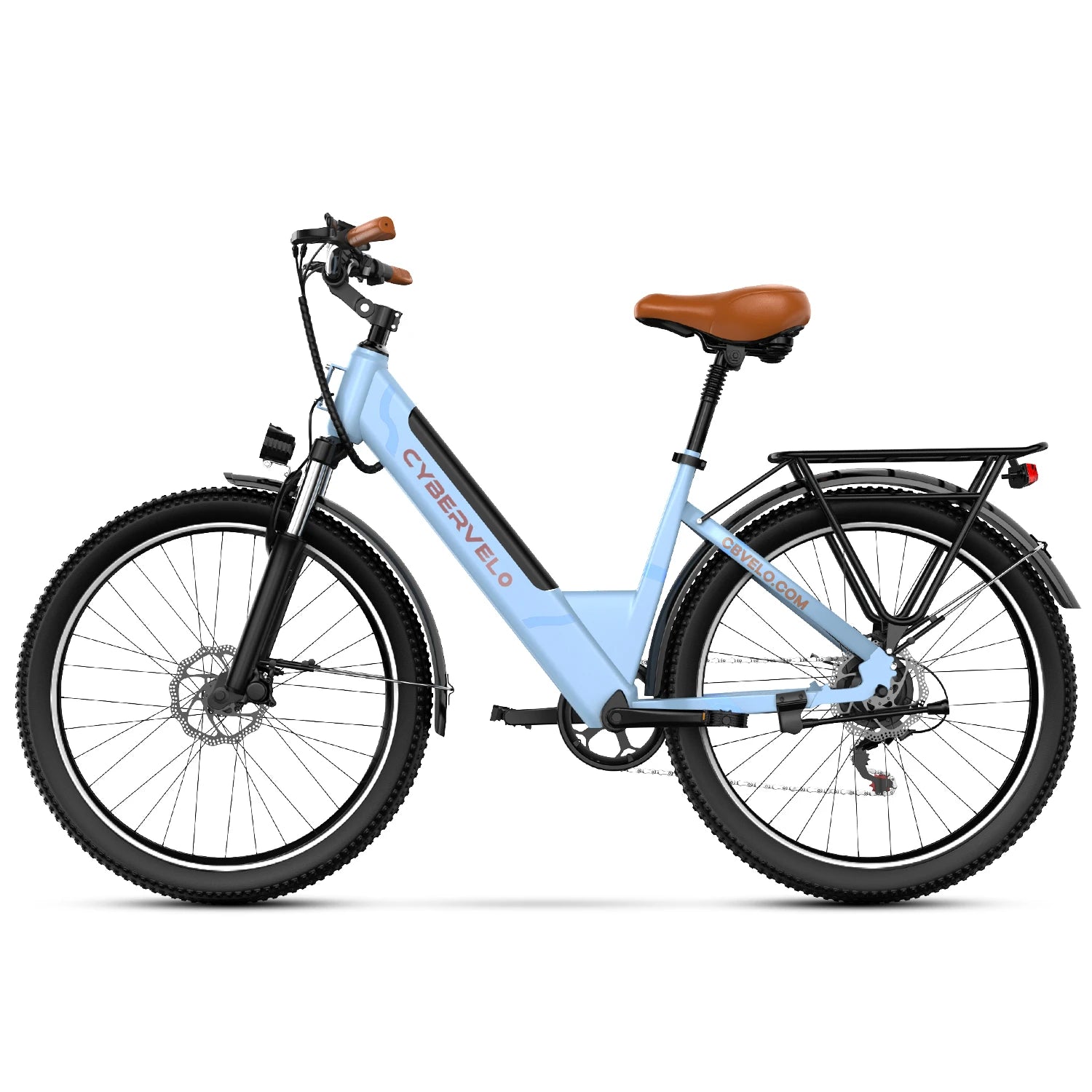 1000W Peak Electric Bike for Adults, 26 Inch Step-Thru Urban Commuter Ebike, Built-in Removable Battery 7-Speed Daily City Travel Cybervelo EK2