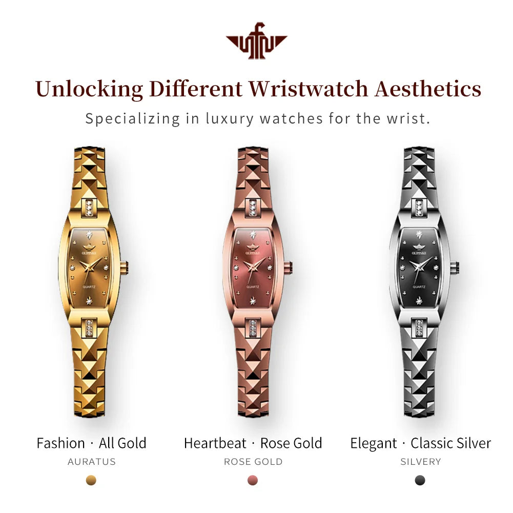 OUPINKE 3242 Women Watch Automatic Mechanical Rose Gold High Quality Solid Tungsten steel Strap Original Quartz Movement Watches