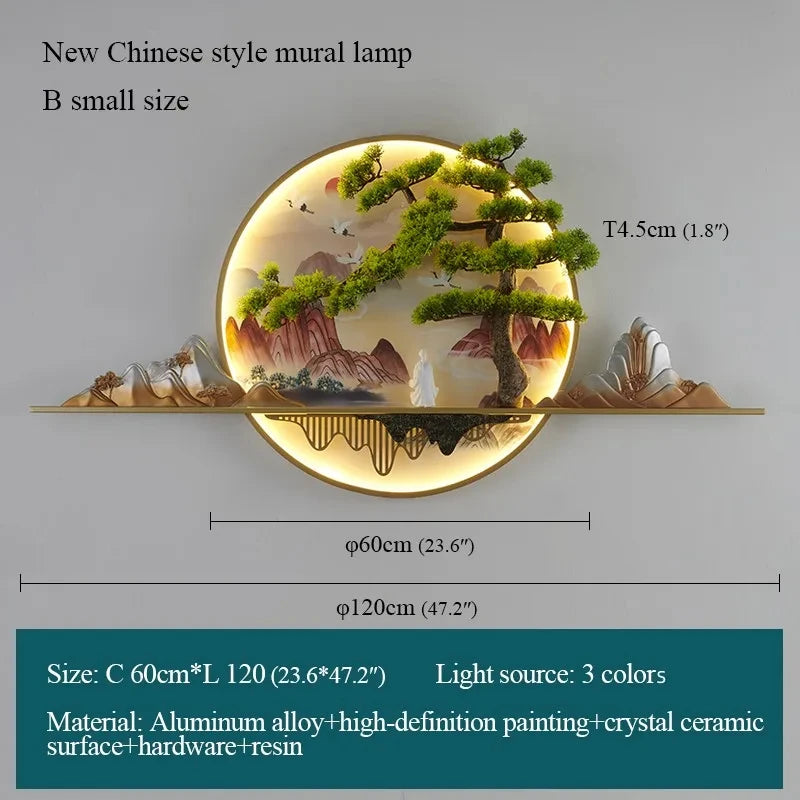 Modern Chinese Picture Creative Landscape Picture Lamp Home Decor Living Room Study Bedroom Wall 3d wall painting with lights