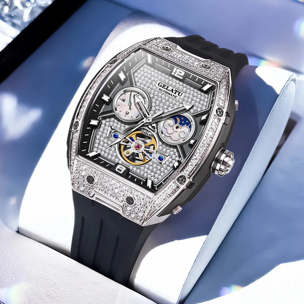 GELATU beautiful ladies' watches waterproof Diamond dial Automatic mechanical watch for women skeleton genuine brand wristwatch