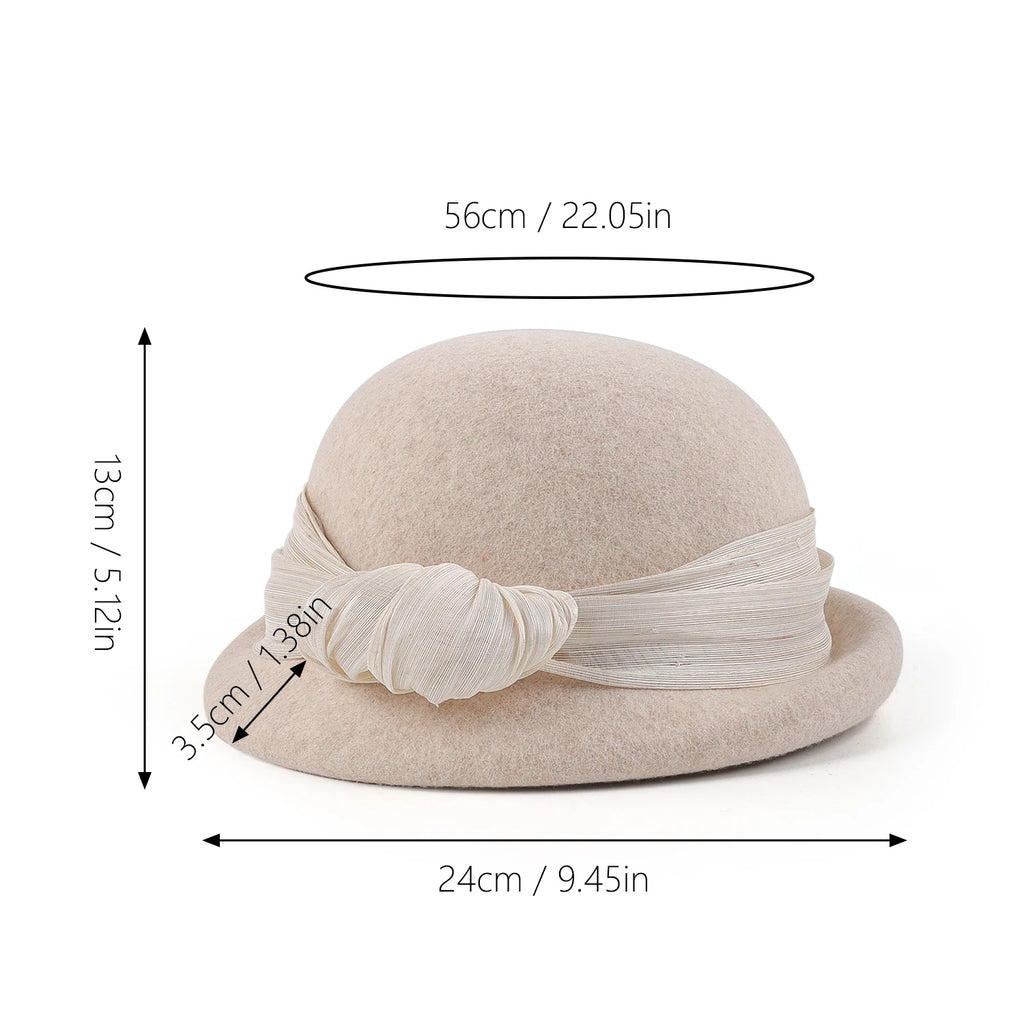 Fancy Women Beanies 100% Wool Beret Retro Photography Bow Bonnets Felt hat Fedora Hat Fashion Newsboy Caps Trilby Female
