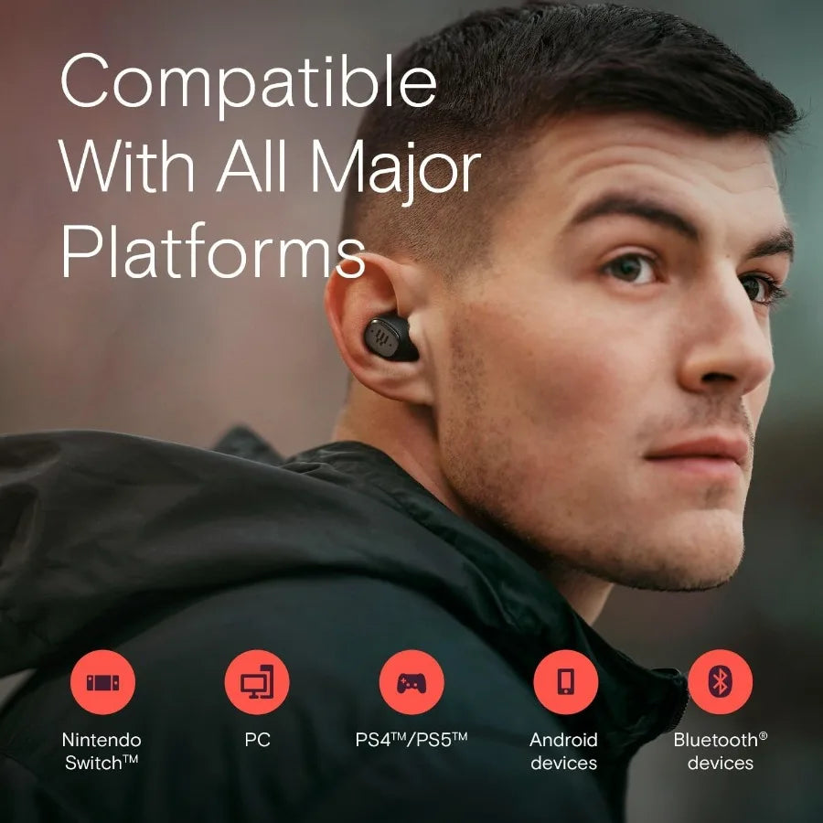 EPOS GTW 270 Hybrid Wireless Gaming Earbuds Bluetooth and USB-C Dongle Noise Reducing Closed Design Dual Mics Ergonomic Fit IPX