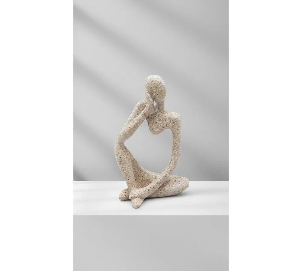 Abstract Thinker Sculpture, Sandstone Resin Statue Ornament, Large Home Office Decor, Housewarming Gift