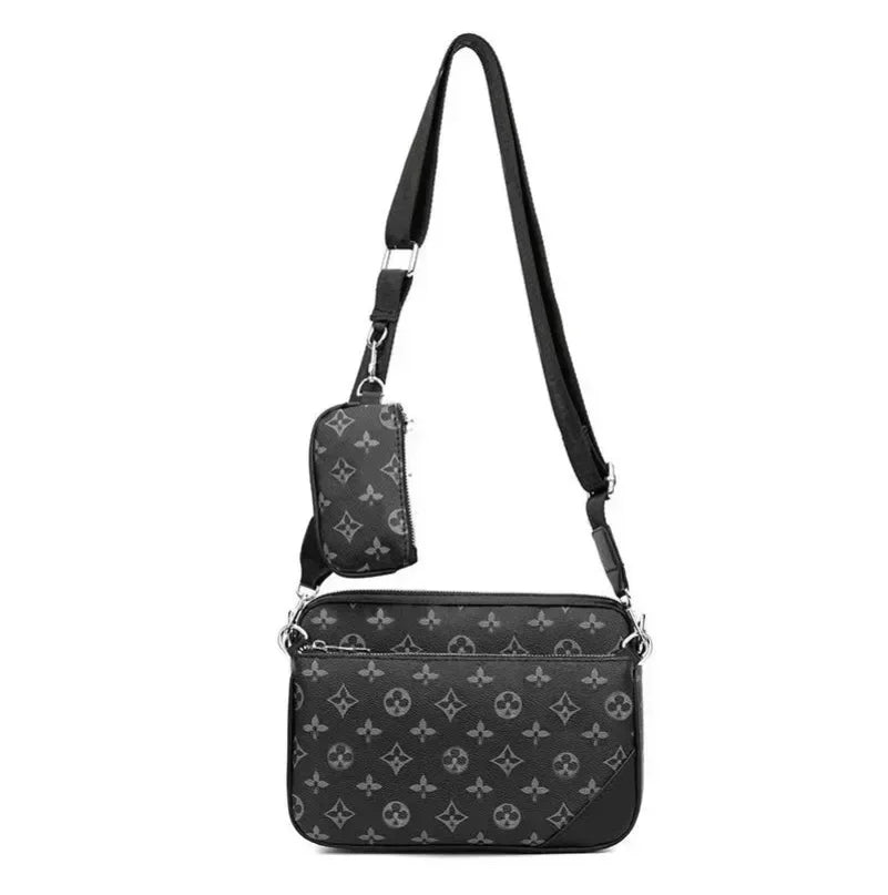 3pcs/Set Men PU Shoulder Messenger Bag with Coin Purse Wallet and Clutch Bags Suitable for Business Commute Travel BL13