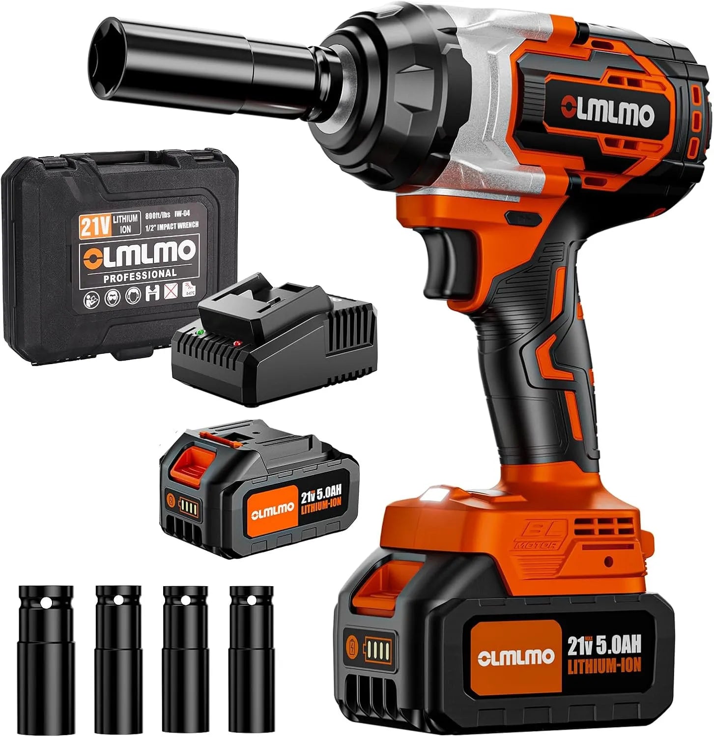 OLMLMO Impact Professional Wrench 1100N.m Screwdriver Socket Lithium Battery Electric Cordless High Speed Car Truck Repair Power