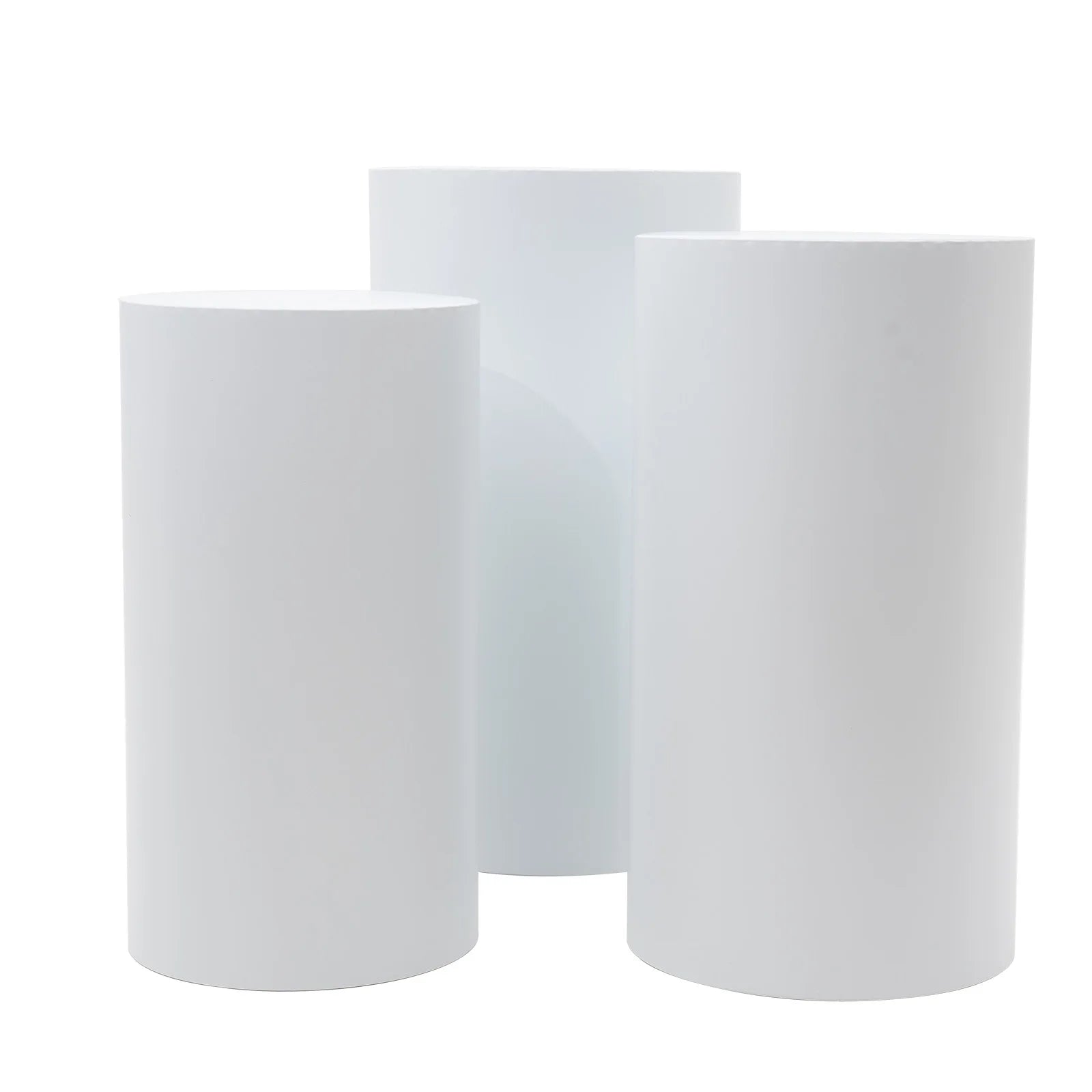 3 Pcs Round Cylinder Pedestal Stand For Wedding Party Display Stand Decor White