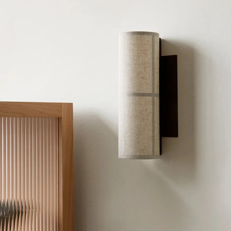 Japanese Wabi Sabi Fabric Wall Lamps Vintage Living Room Bedroom LED Sconces Bedside Home Decoration Accessories Light Fixtures