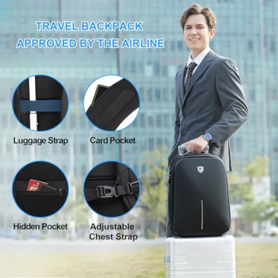 FENRUIEN Gaming Laptop Backpack 15.6 Inch Expandable Hard Shell Backpack with USB Charging Port Water Resistant Business Comput