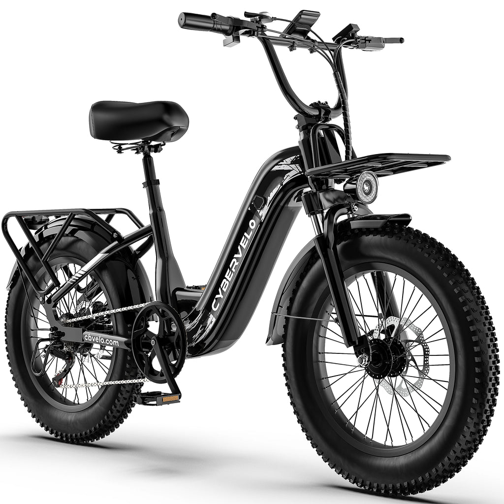 1500W Peak 20 Inch Wide Fat Tire Step-Thru Ebike, Original Shimano 7-Speed Shift, 48V 20Ah Detachable Battery, Long Range Urban Daily Commute Adult Electric Bicycle EK12