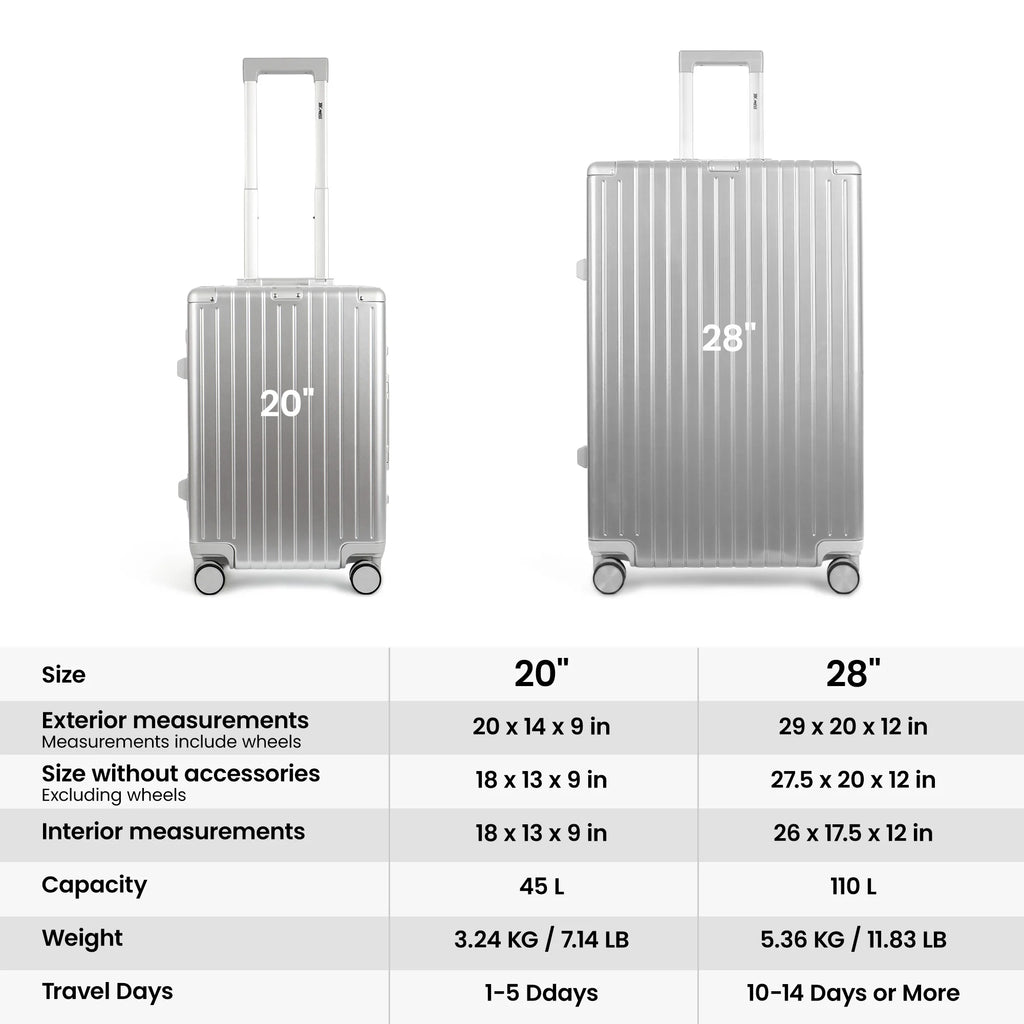 Trolley Luggage 20inch 28inch High Quality Aluminum Frame Rolling Suitcase Carry-On Luggage With Spinner Wheels & TSA Lock