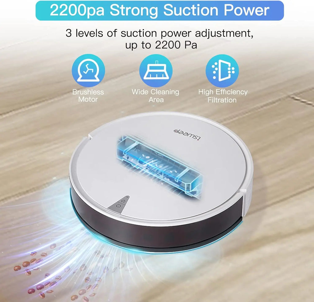X5 Robot Vacuum and Mop Cleaner,Electric Water Tank 2 in 1, 2000Pa Suction Sweeping and Mopping Vacuuming,APP Control, Self