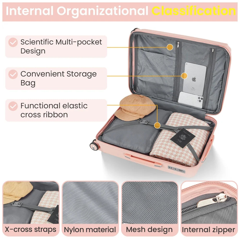 4 Piece Luggage Set Hard Shell Expandable Suitcases with Spinner Wheels TSA Lock Travel Suitcase Rolling Luggage 14/20/24/28Inch