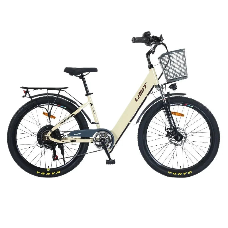 48V20AH lithium battery urban leisure electric bicycle, lightweight 400W electric moped bicycle, 26-inch 7-speed E-Bike