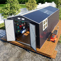 10x16 Large Galvanized Steel Garden Shed with Custom Skylight and Reinforced Structure