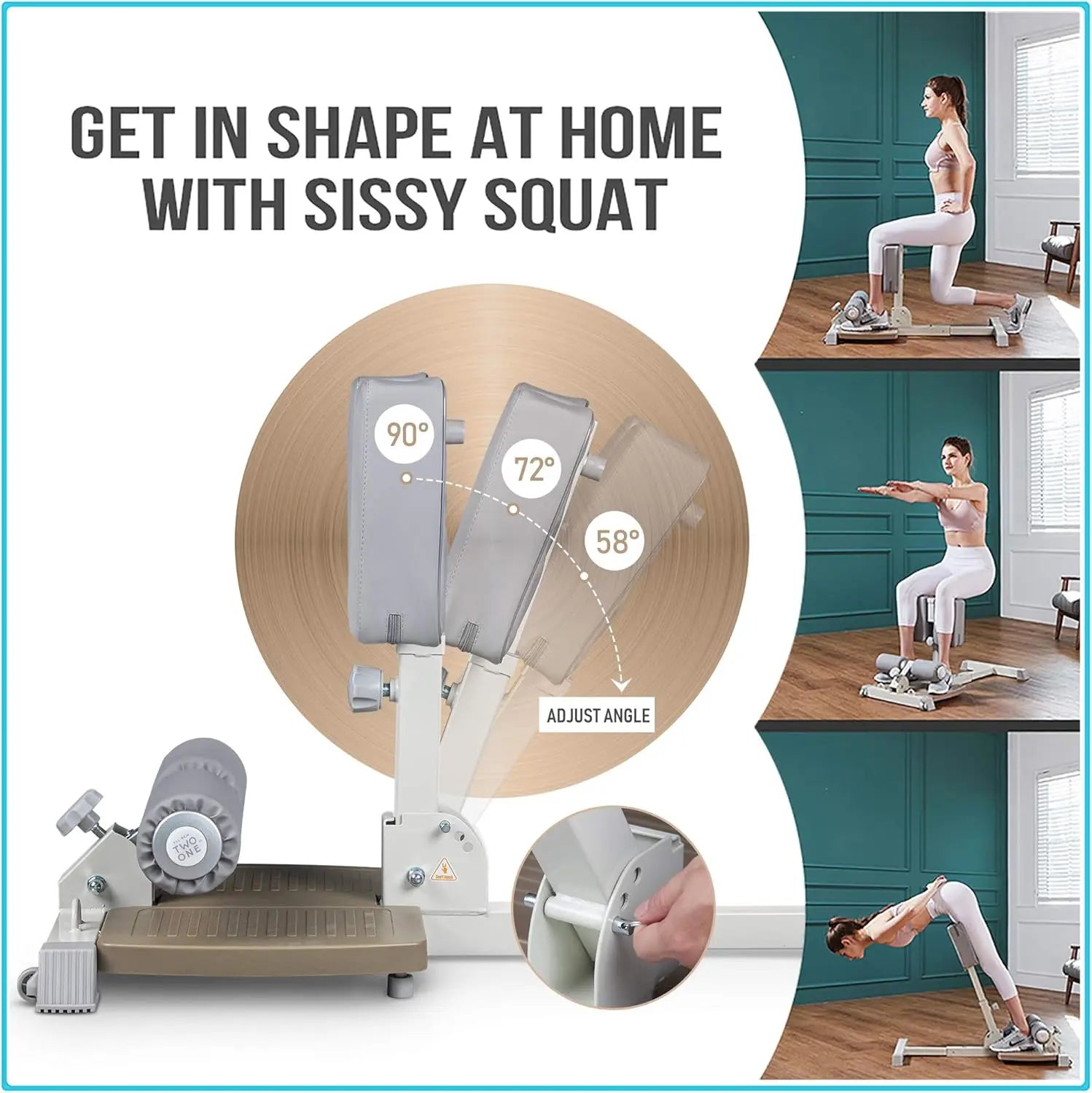 Sissy Squat Machine, Deluxe Multi-Function Deep Sissy Squat Bench Workout Station, Leg Exercise Machine for Home Gym
