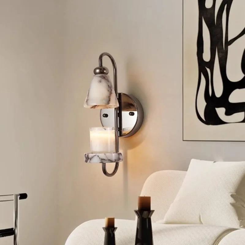 Homestay Aromatherapy Candle Wall Lamp,Luxury Glass Style, Glass & Metal, for Living Room Sofa Wall Bedroom Bedside, Decor Light