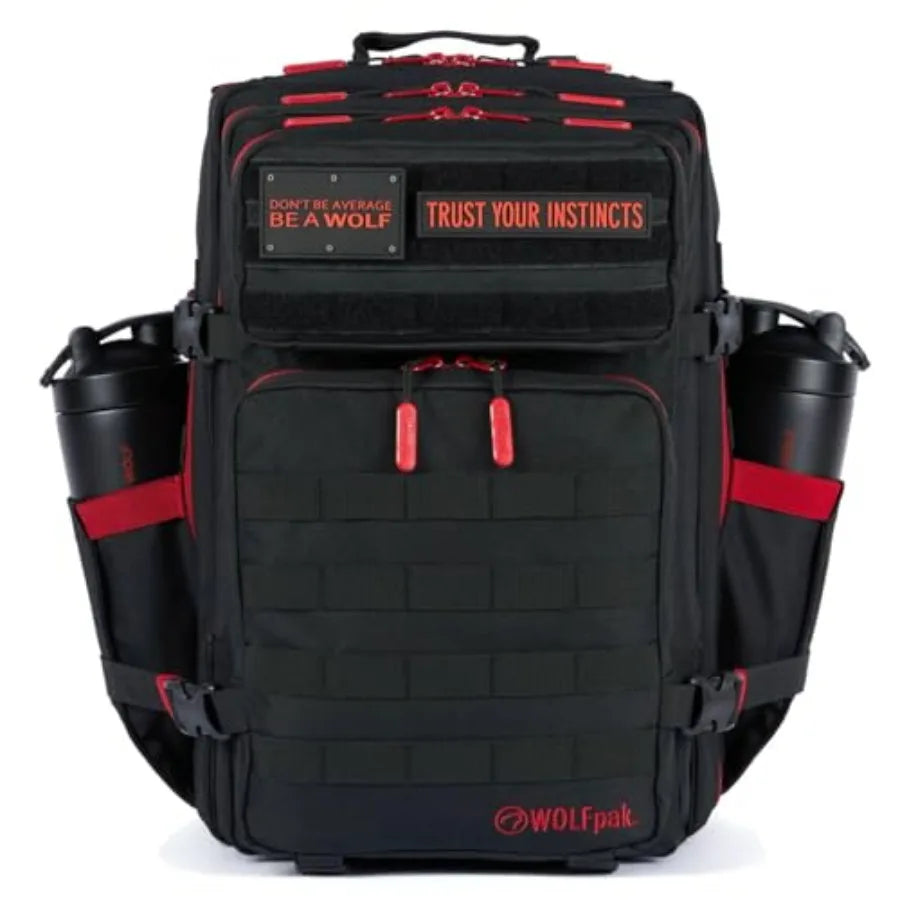 WOLFpak 45L Athletic Gym Backpack - Durable 1000D Waterproof Oxford Material with MOLLE Webbing Laptop Pocket and Dual Cup Hold