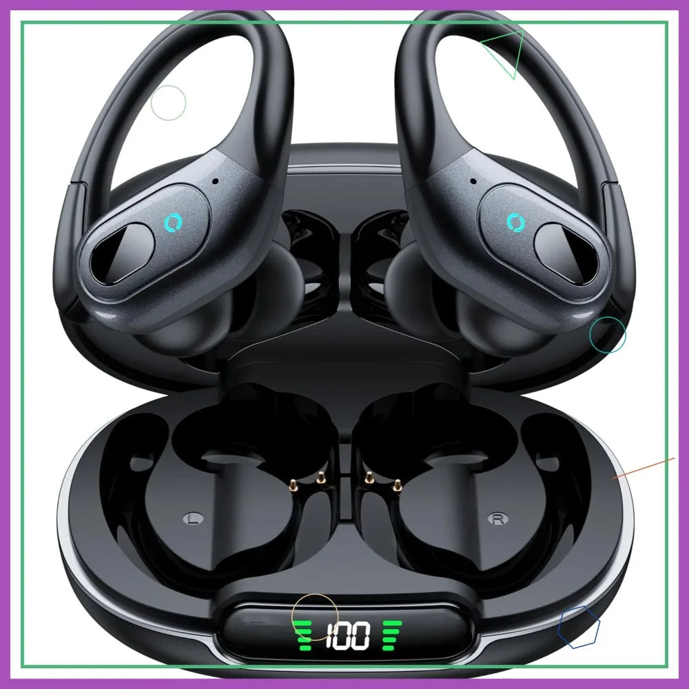 Active Noise Cancelling Wireless Earbuds with 90Hrs Playback, Stereo Bass, IPX7 Waterproof for Sports Running Gym Black