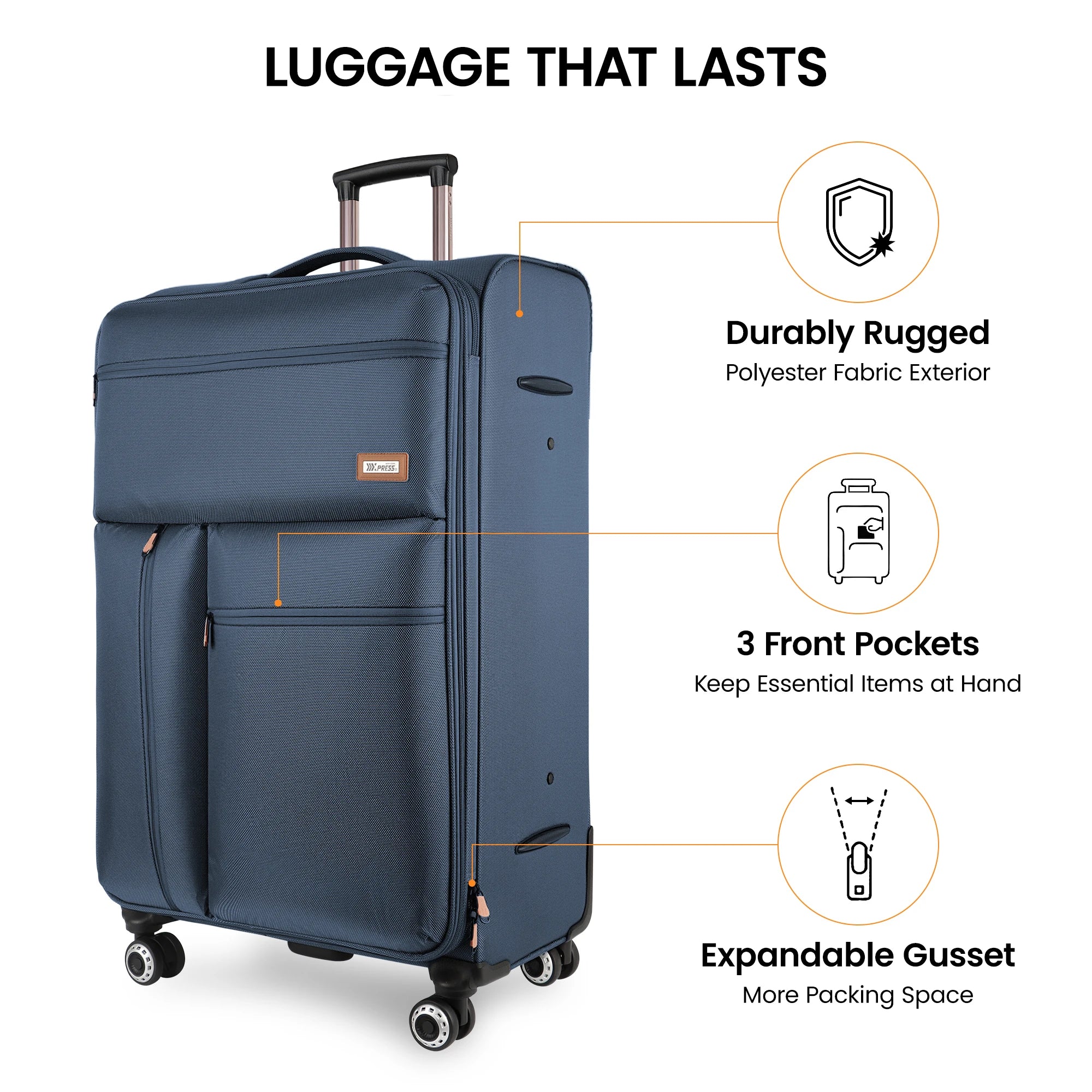 2 Piece Luggage Set Upright 360° Spinner Softshell Lightweight Luggage Wear-Resistant Rolling Travel Bag 20in+26in/20in+30in