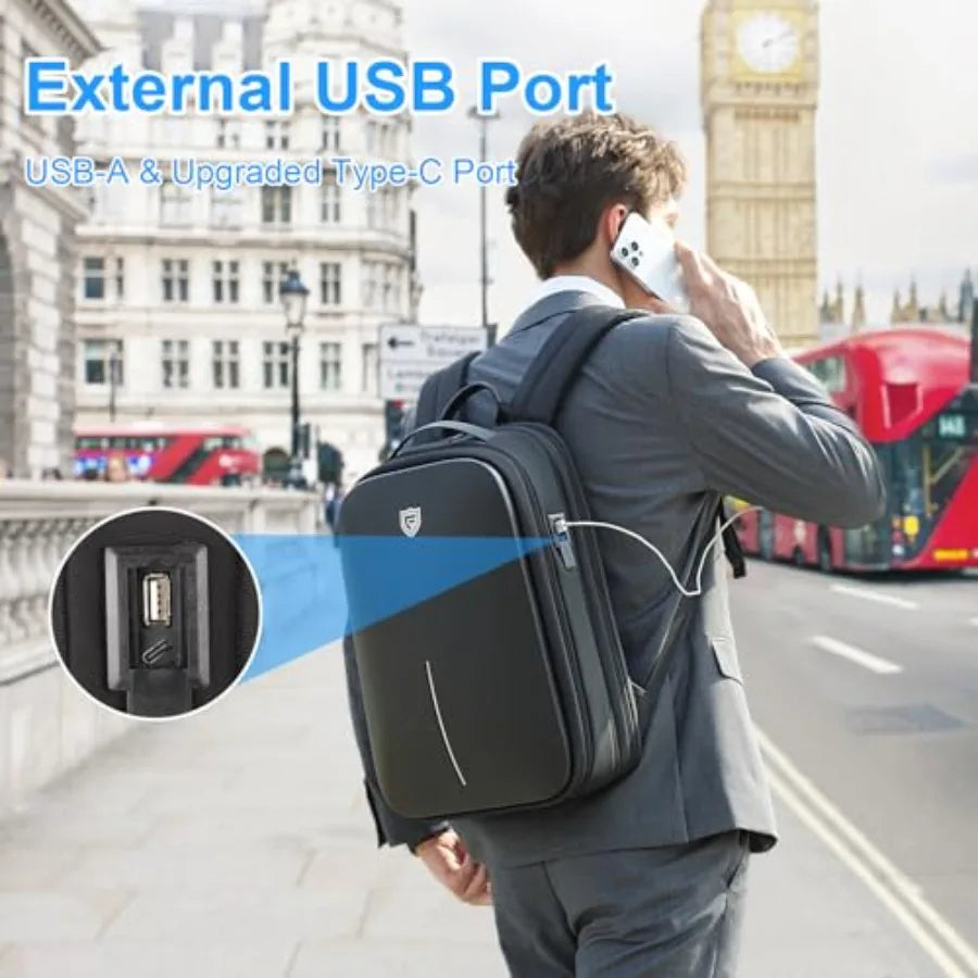 FENRUIEN Gaming Laptop Backpack 15.6 Inch Expandable Hard Shell Backpack with USB Charging Port Water Resistant Business Comput