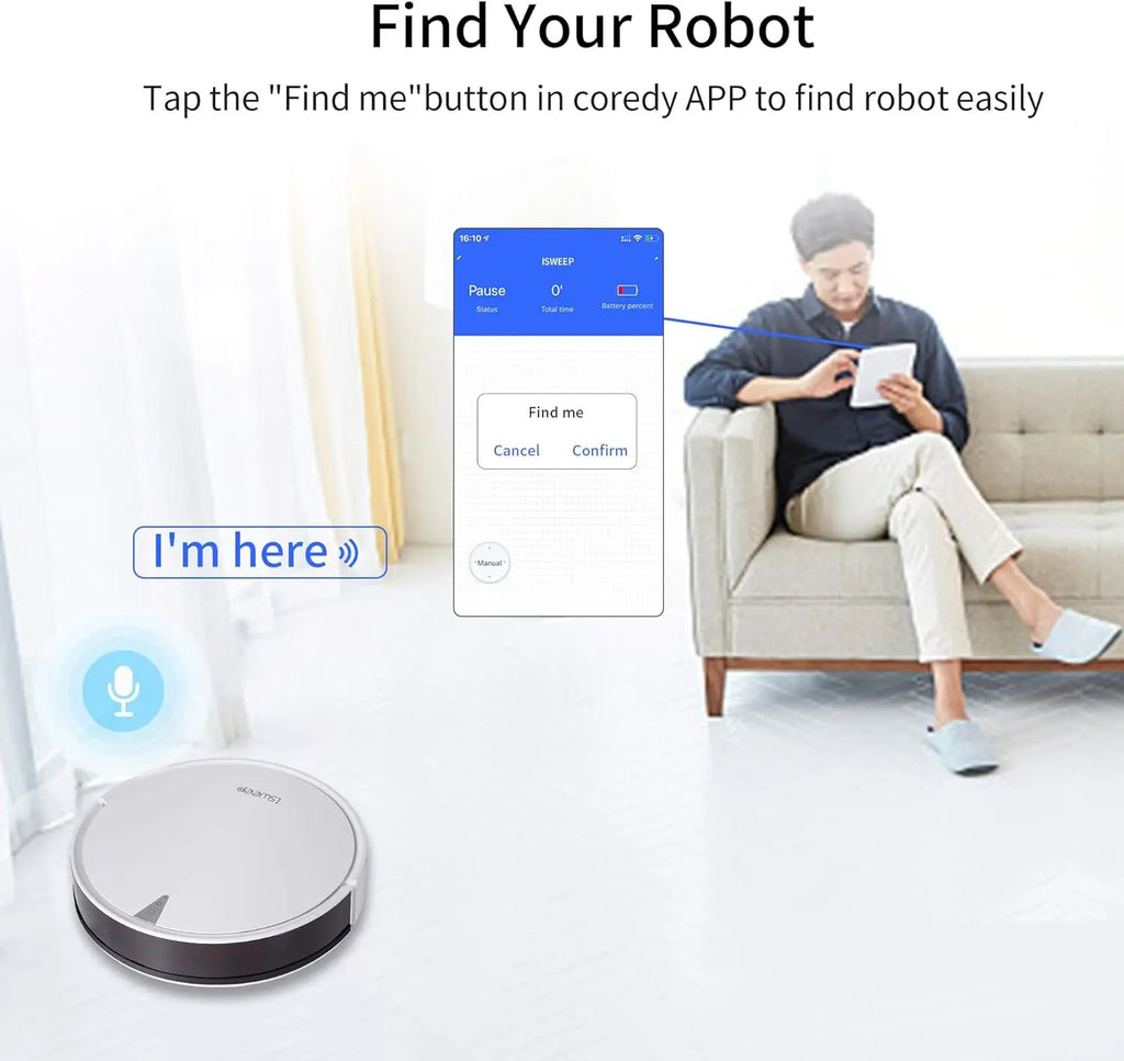 X5 Robot Vacuum and Mop Cleaner,Electric Water Tank 2 in 1, 2000Pa Suction Sweeping and Mopping Vacuuming,APP Control, Self