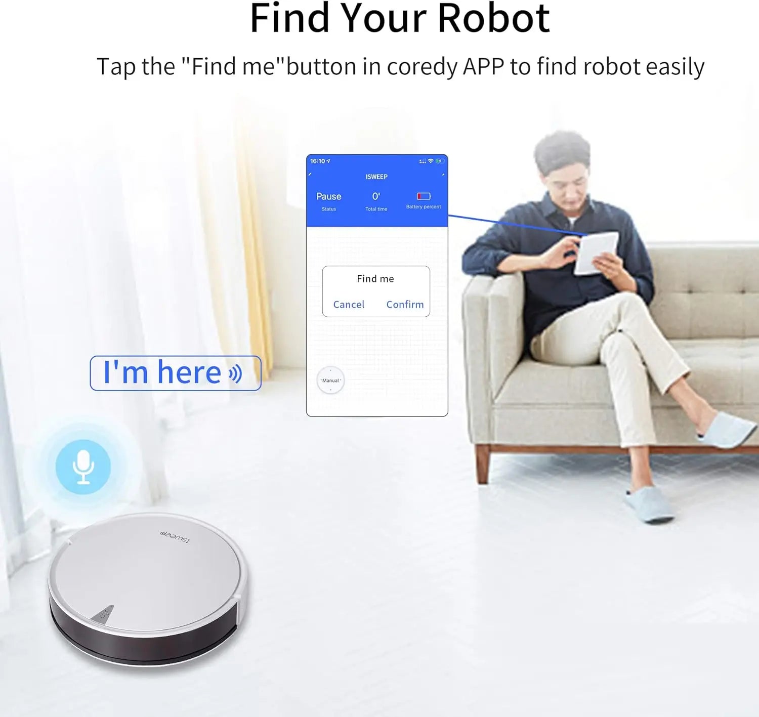 X5 Robot Vacuum and Mop Cleaner,Electric Water Tank 2 in 1, 2000Pa Suction Sweeping and Mopping Vacuuming,APP Control, Self
