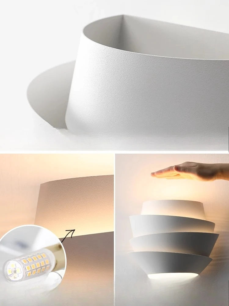 Designer Atmosphere Iron Art Decorative Wall Lamp LED G9 Creative White Wall Mounted Bedroom Bedside Living Room Study Studio