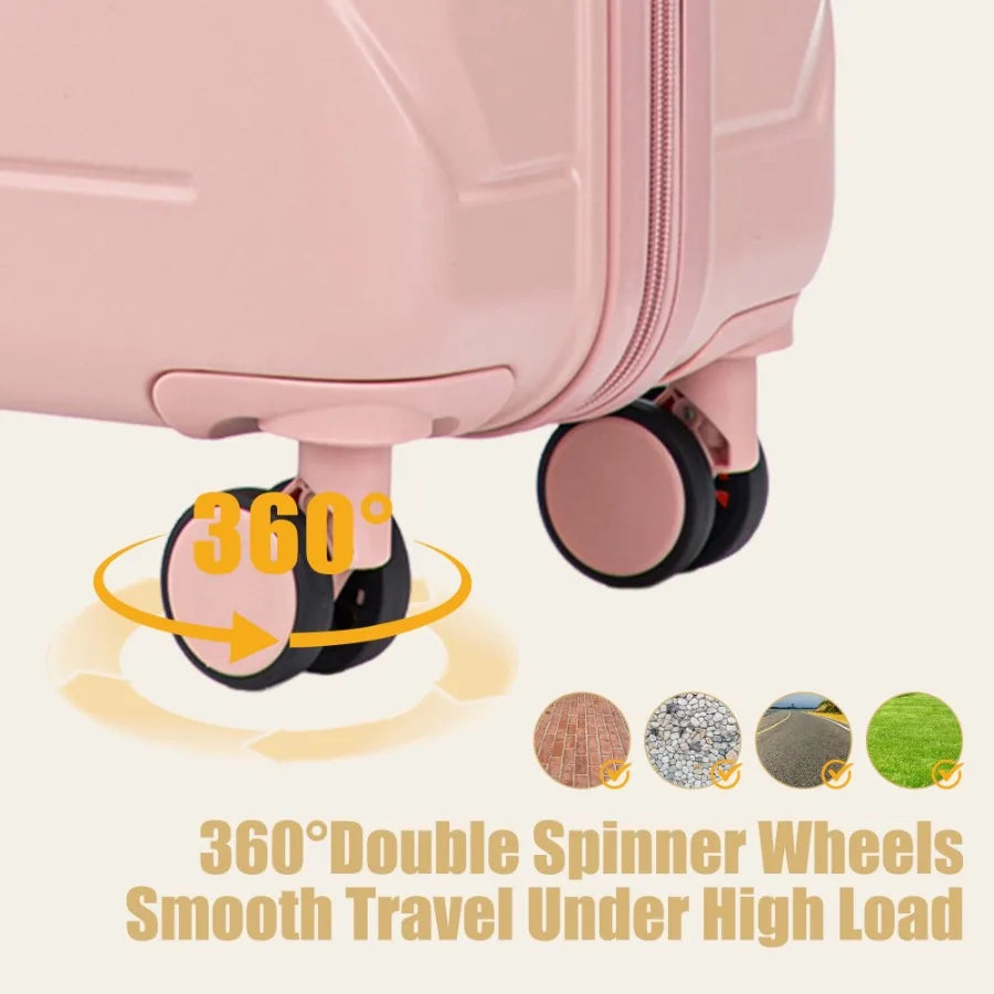 Hardside Carry on Luggage with Spinner Wheels, Hard Shell ABS Suitcase, 28-Inch Lightweight Expandable Rolling Luggage, Pink