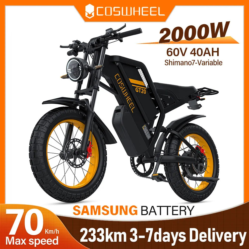 Coswheel Electric bike for Adult 3000W Dual Motor 40AH Battery Off-Road Motorcycle Mountain Bikes 20Inch Electric bike Fatbike