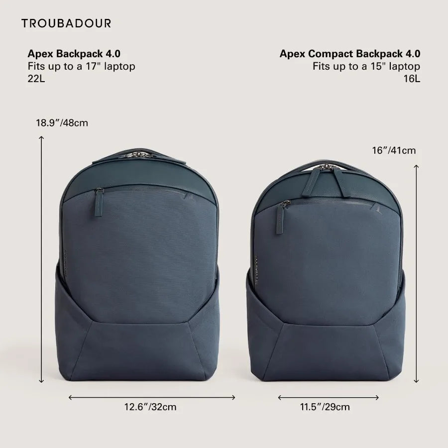 Troubadour Apex 4.0 Compact - 16L Premium Laptop Backpack - Ergonomic and Water Resistant - Designed for Work and Travel - Basa