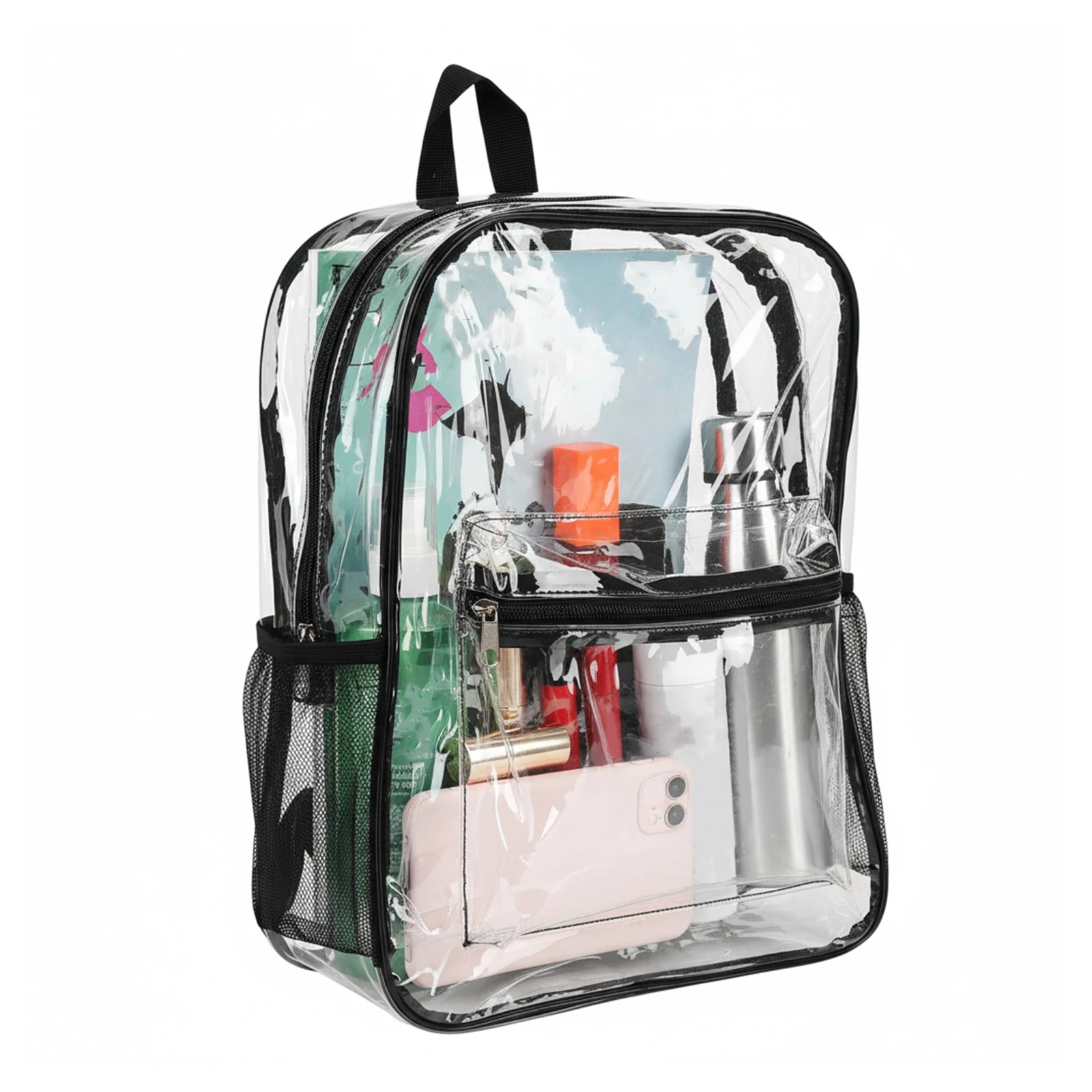 50 Pack PVC Clear Backpack Bulk Waterproof 15 Inch Transparent Bookbags for College Travel Sport Work Stadium Approved