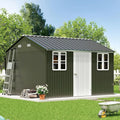 10 x 12 Outdoor Storage Shed with Lockable Door and 2 Windows, Grey/White for Garden and Patio
