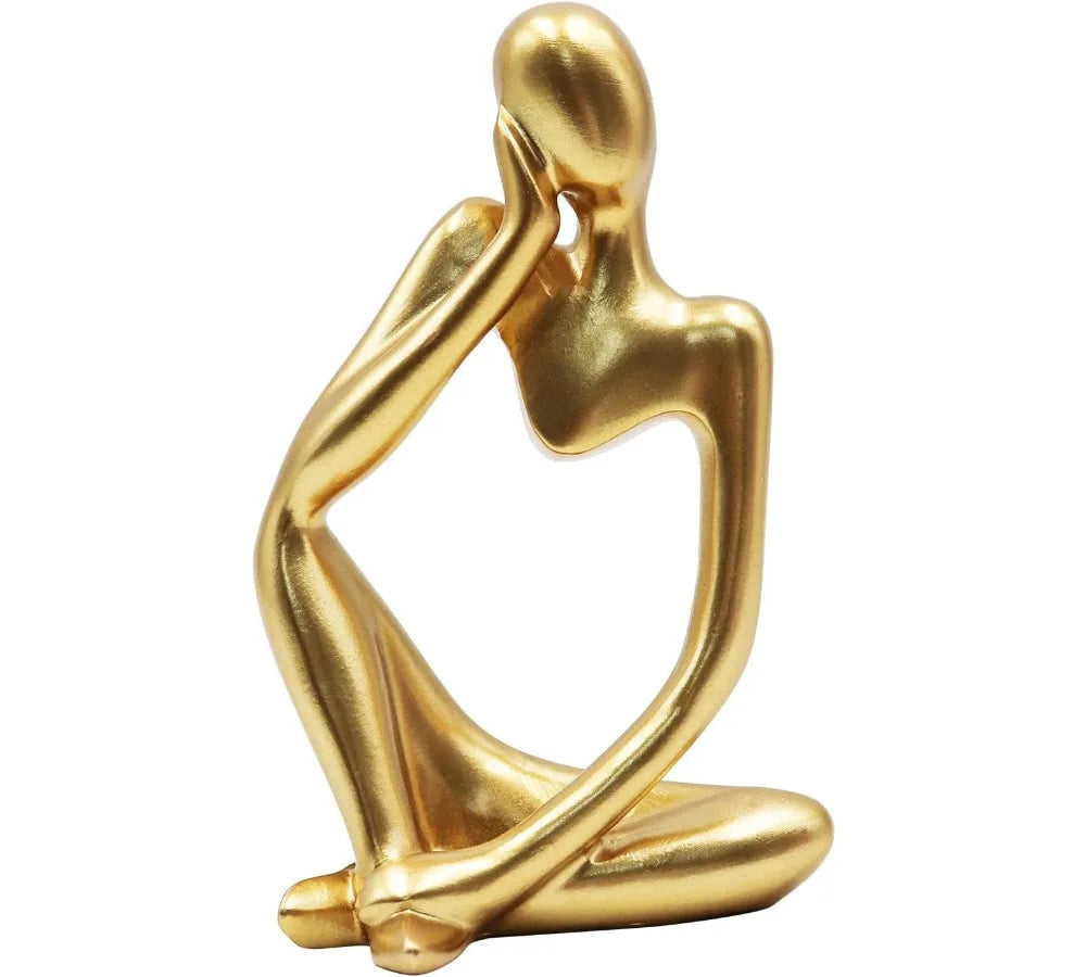 Abstract Thinker Sculpture, Sandstone Resin Statue Ornament, Large Home Office Decor, Housewarming Gift