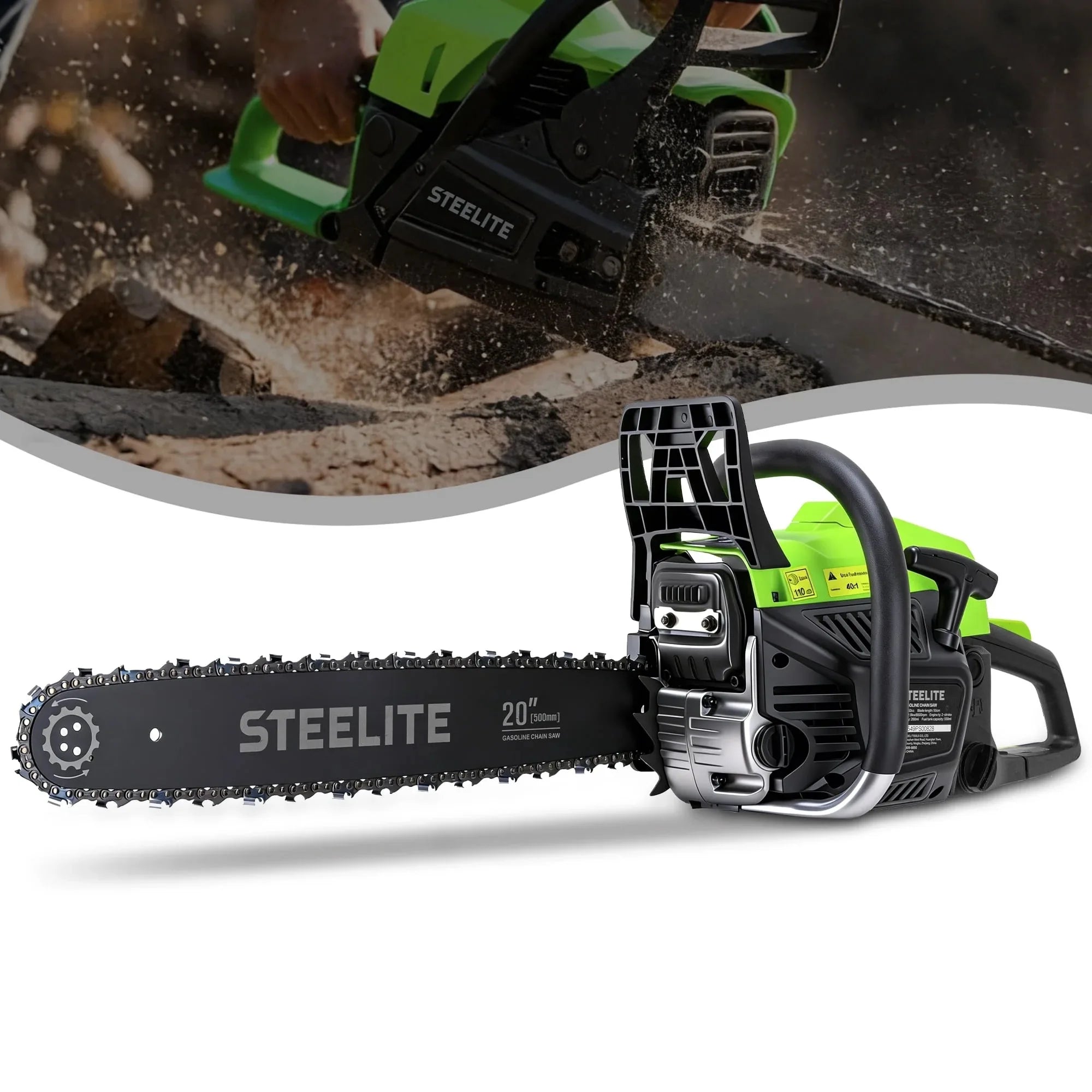 Deli 62CC Gas Powered Chainsaw,20 Inch 2-Stroke Petrol Handheld Cordless Chain Saw,Gasoline Gas Chainsaws for Wood Cutting