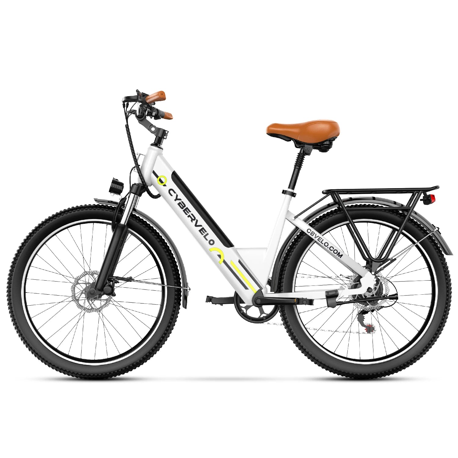 1000W Peak Electric Bike for Adults, 26 Inch Step-Thru Urban Commuter Ebike, Built-in Removable Battery 7-Speed Daily City Travel Cybervelo EK2